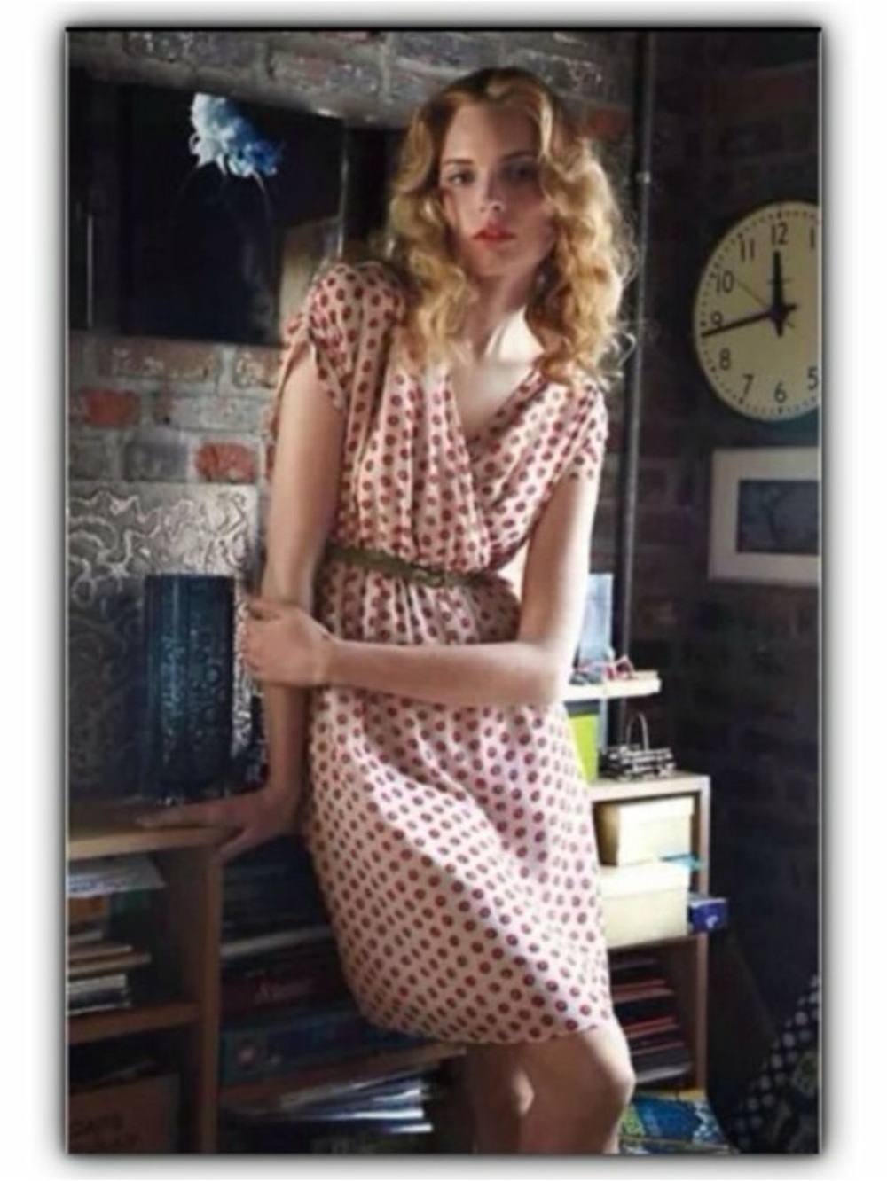 Anthropologie The Addison Story Red Silk Collecting Dots Dress sz medium